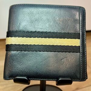 BALLY Tollen Black Leather Bi-fold Wallet - EUC